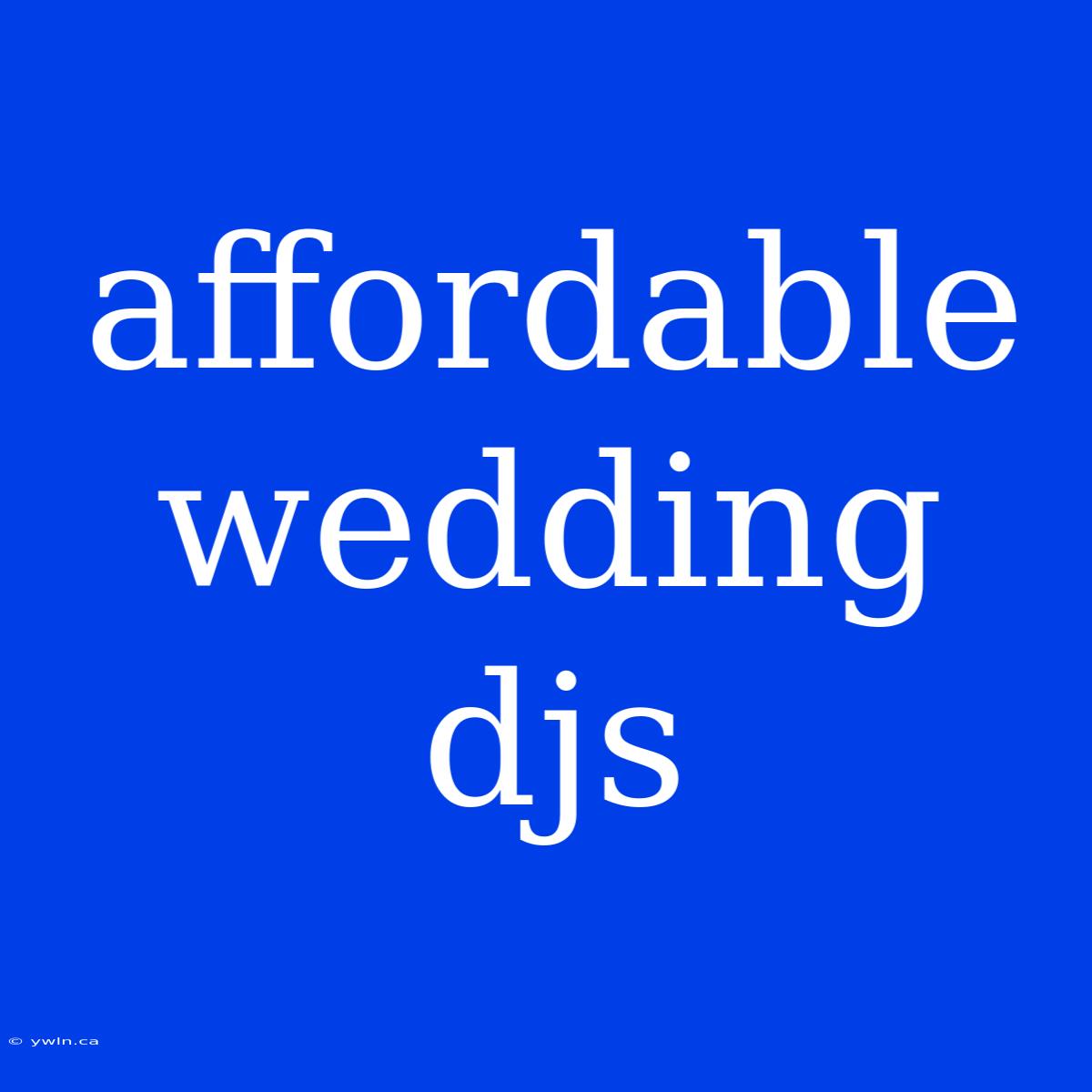 Affordable Wedding Djs