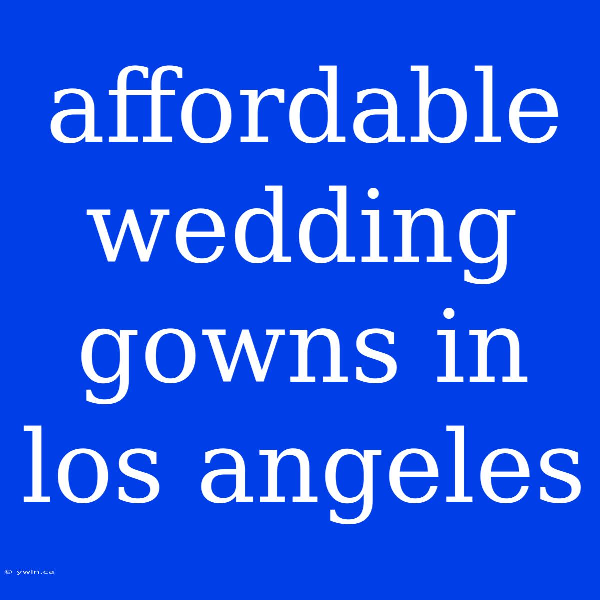 Affordable Wedding Gowns In Los Angeles