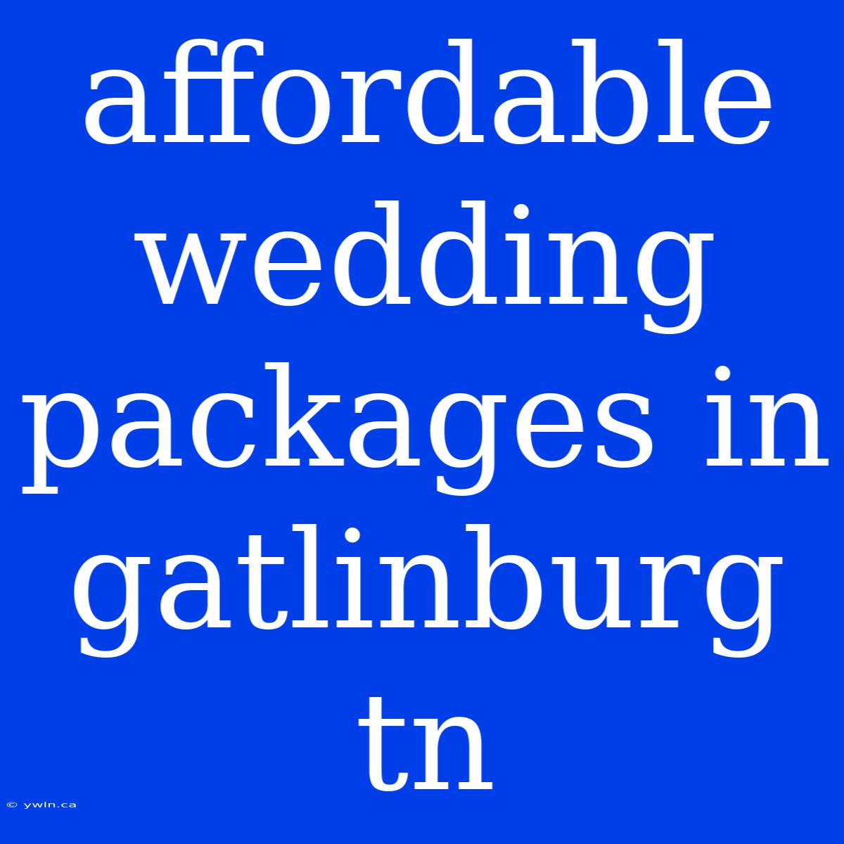 Affordable Wedding Packages In Gatlinburg Tn