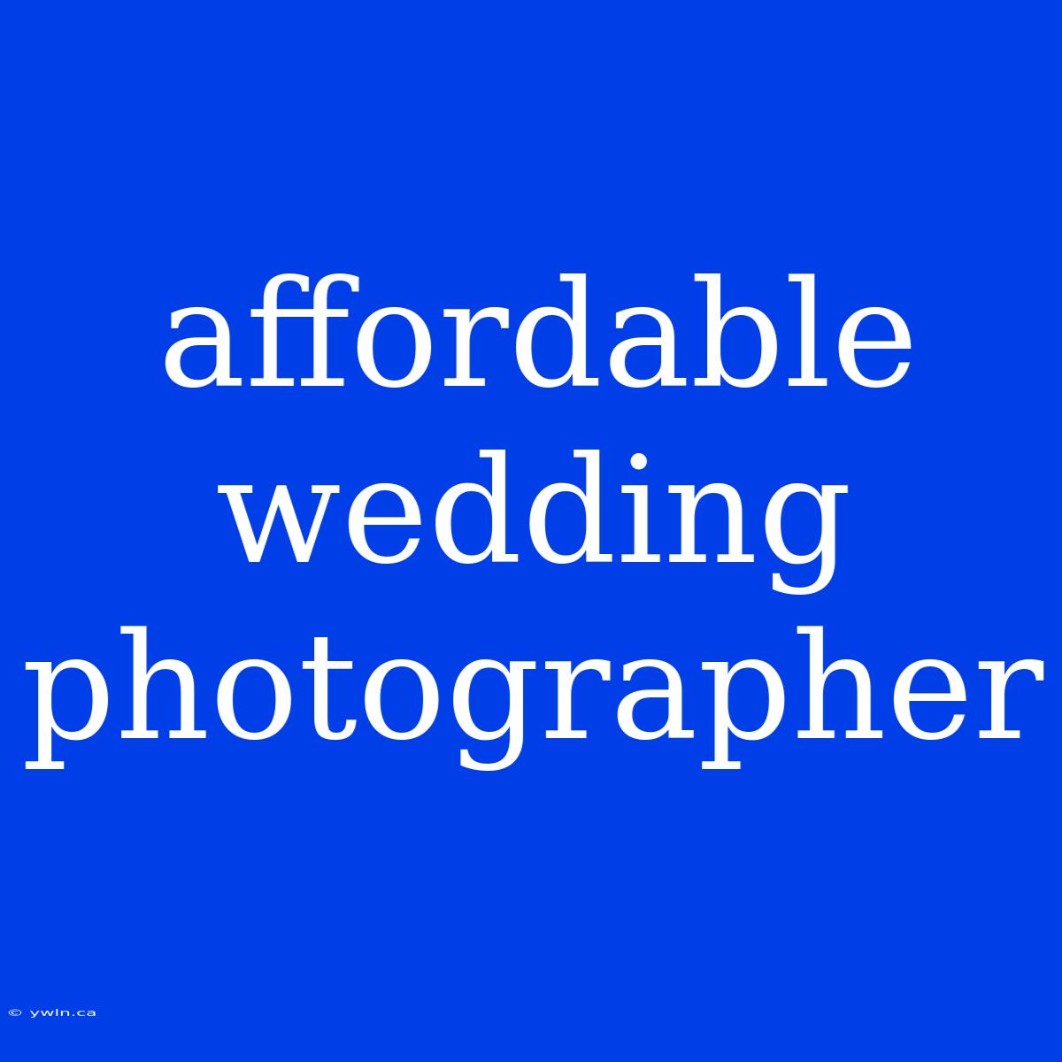 Affordable Wedding Photographer