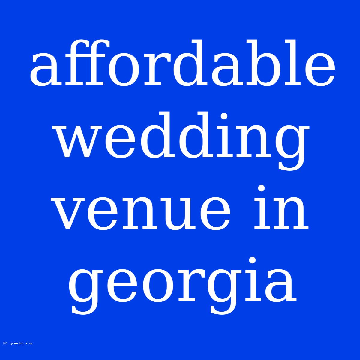 Affordable Wedding Venue In Georgia