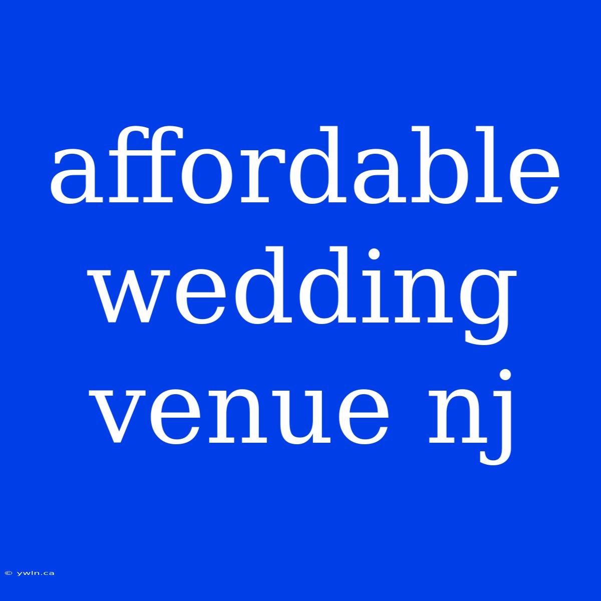 Affordable Wedding Venue Nj