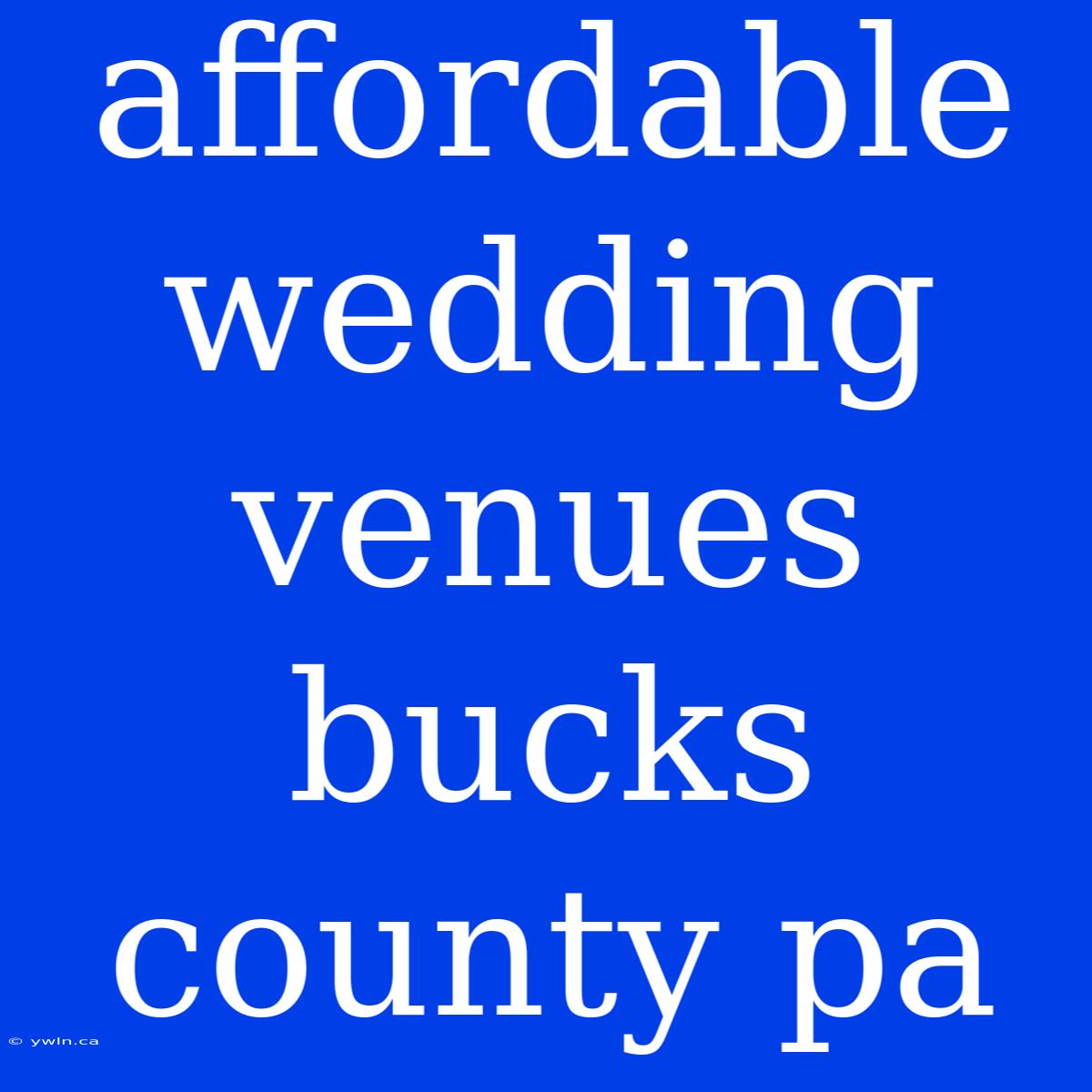 Affordable Wedding Venues Bucks County Pa