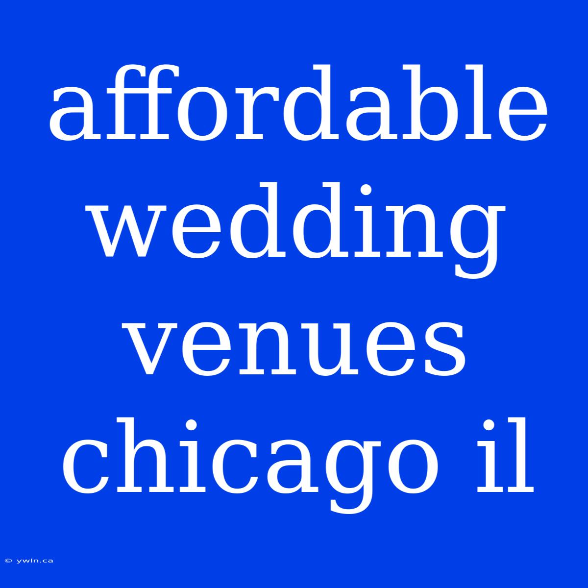 Affordable Wedding Venues Chicago Il