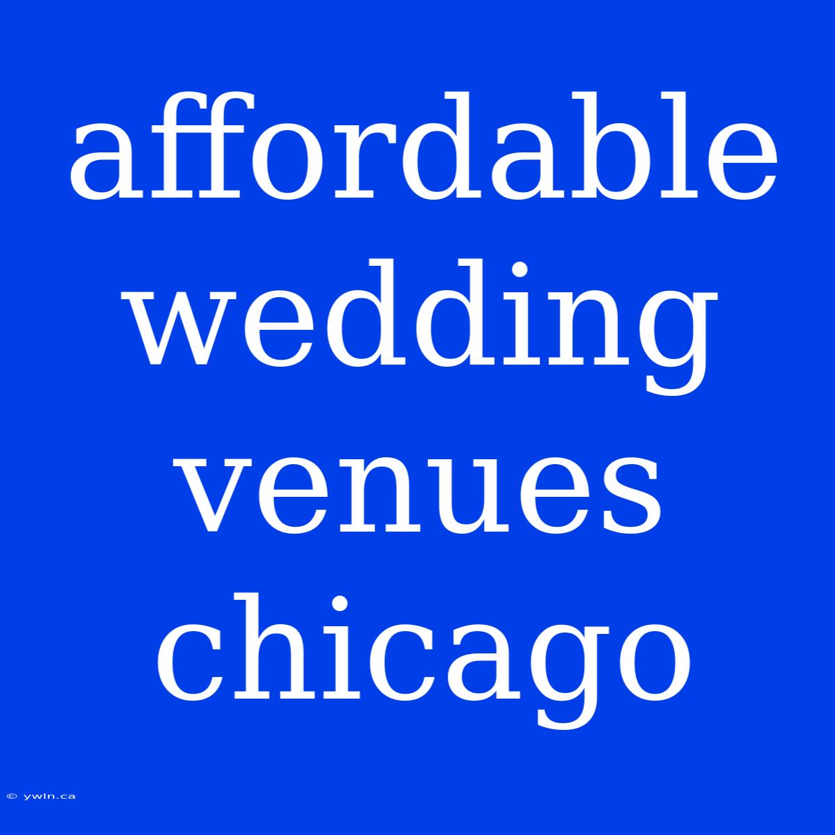 Affordable Wedding Venues Chicago