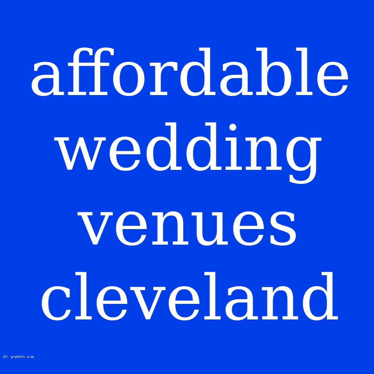 Affordable Wedding Venues Cleveland