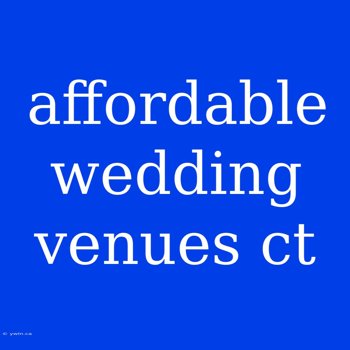 Affordable Wedding Venues Ct