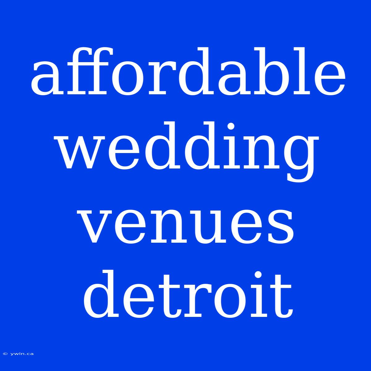 Affordable Wedding Venues Detroit