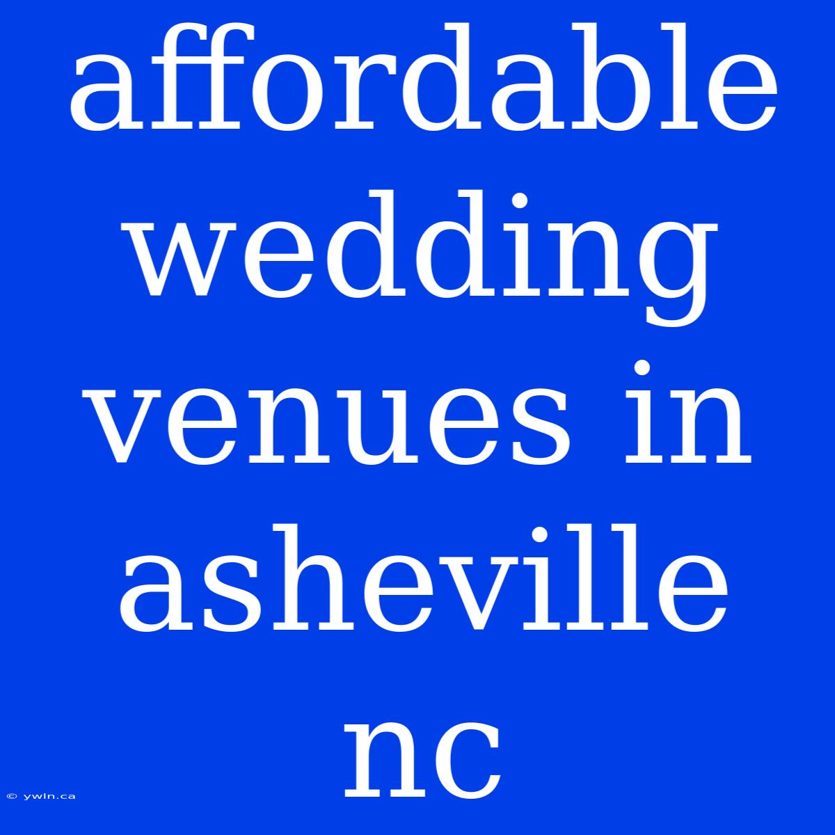 Affordable Wedding Venues In Asheville Nc