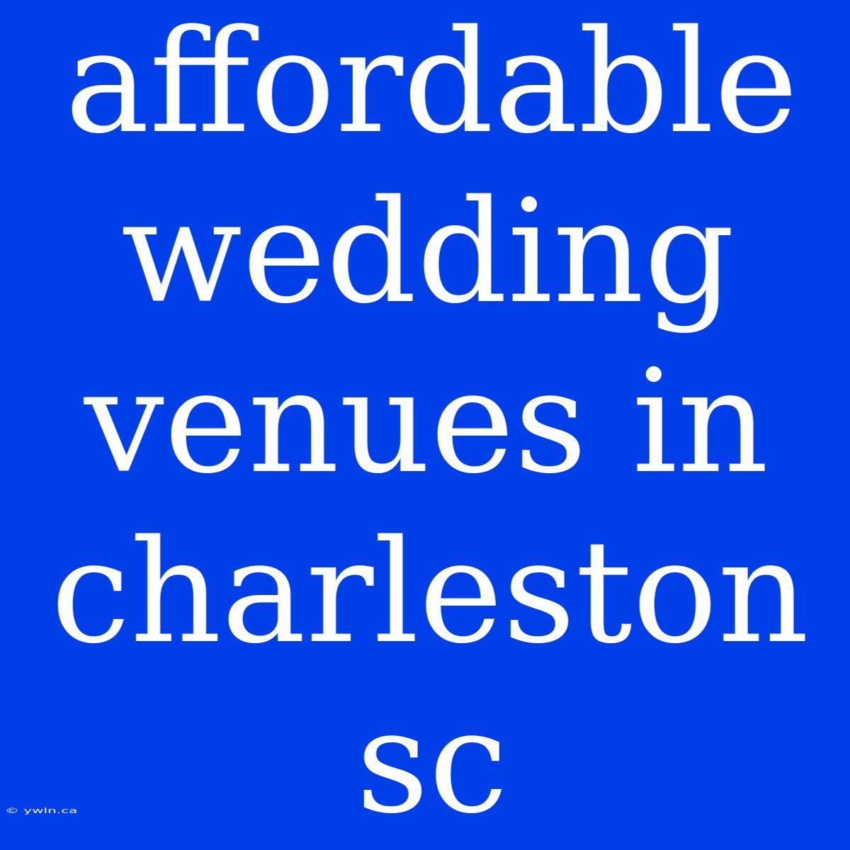 Affordable Wedding Venues In Charleston Sc