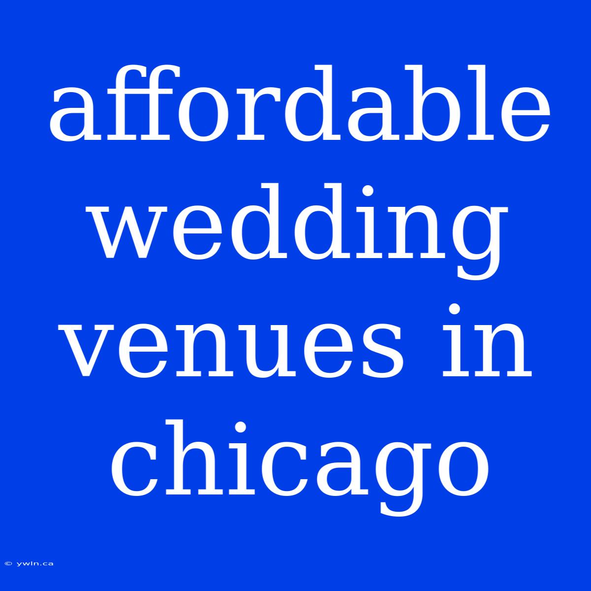 Affordable Wedding Venues In Chicago