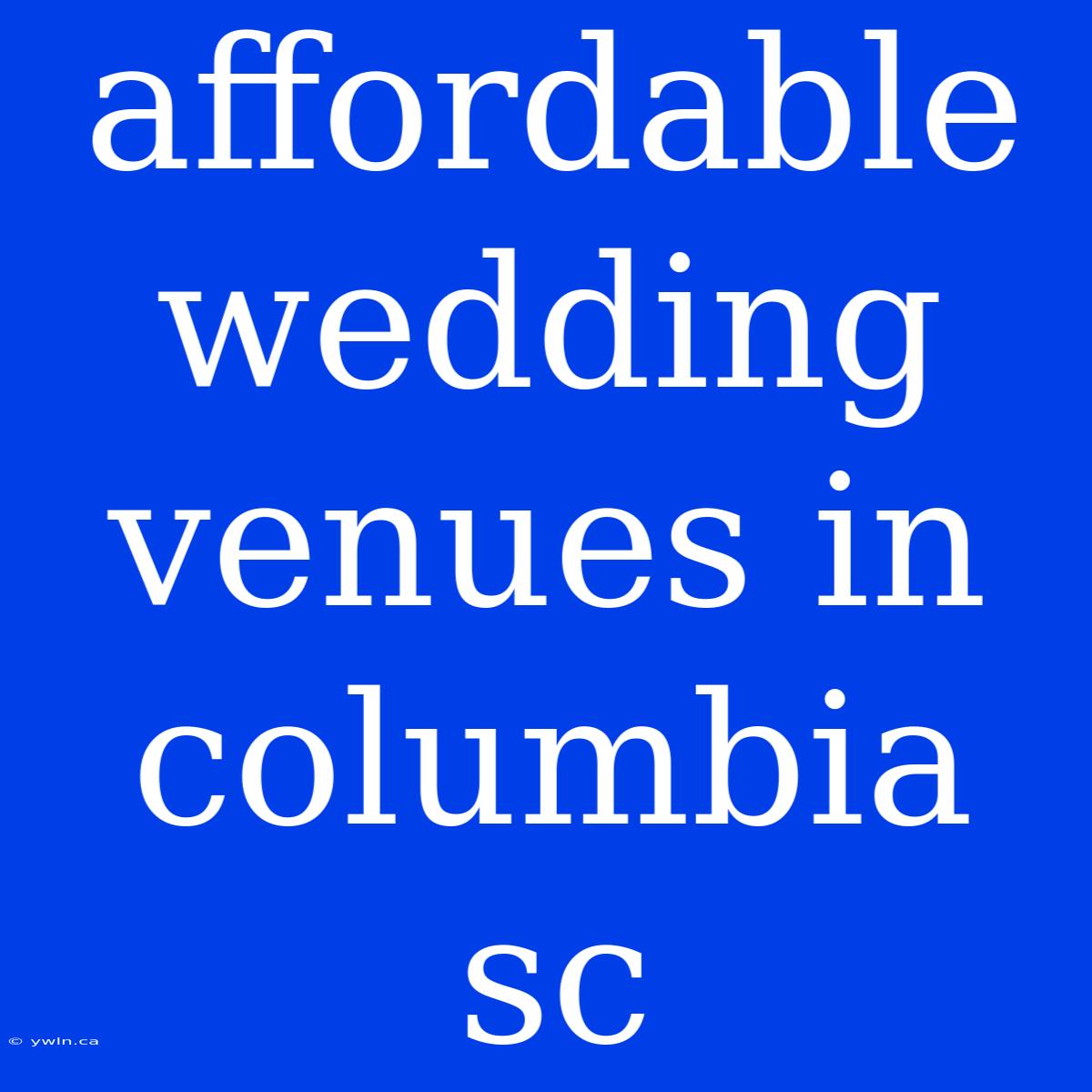 Affordable Wedding Venues In Columbia Sc