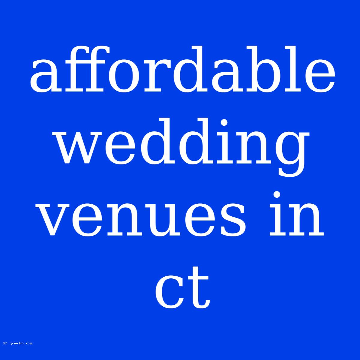 Affordable Wedding Venues In Ct