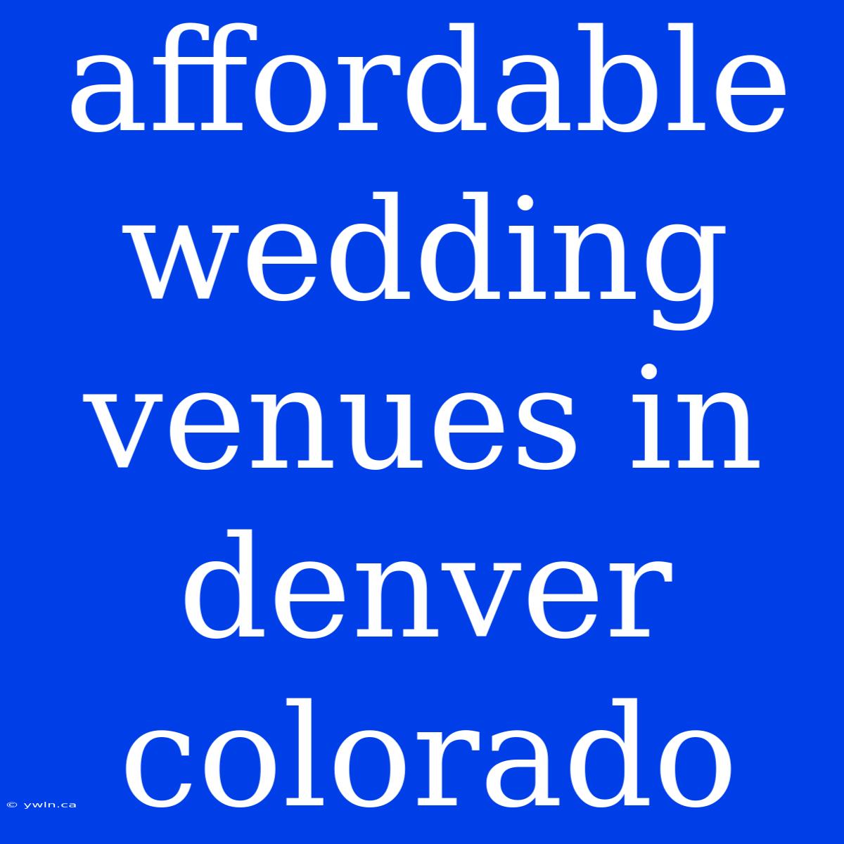 Affordable Wedding Venues In Denver Colorado