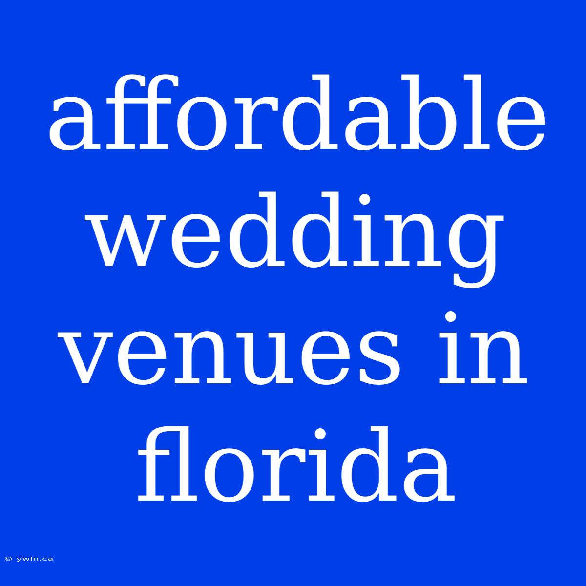 Affordable Wedding Venues In Florida