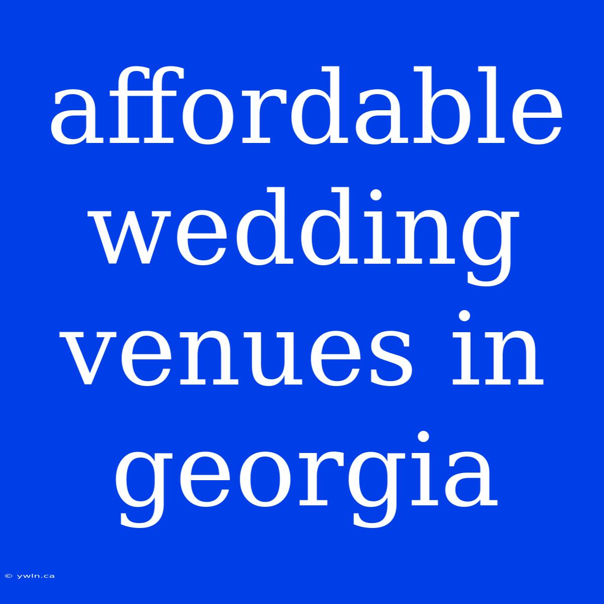 Affordable Wedding Venues In Georgia