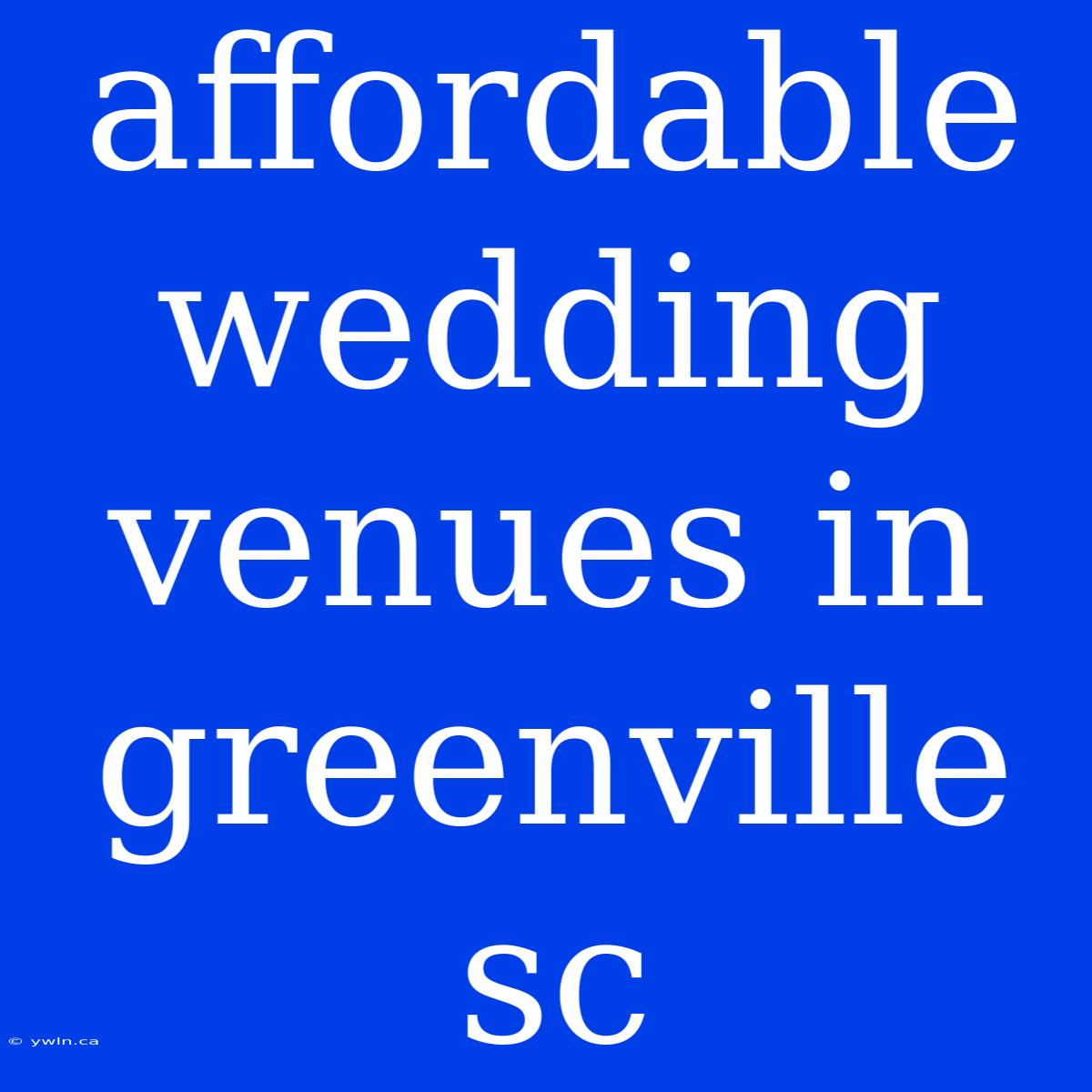 Affordable Wedding Venues In Greenville Sc