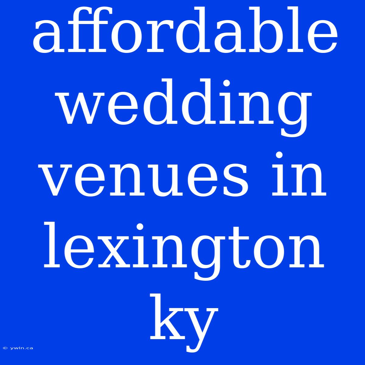 Affordable Wedding Venues In Lexington Ky