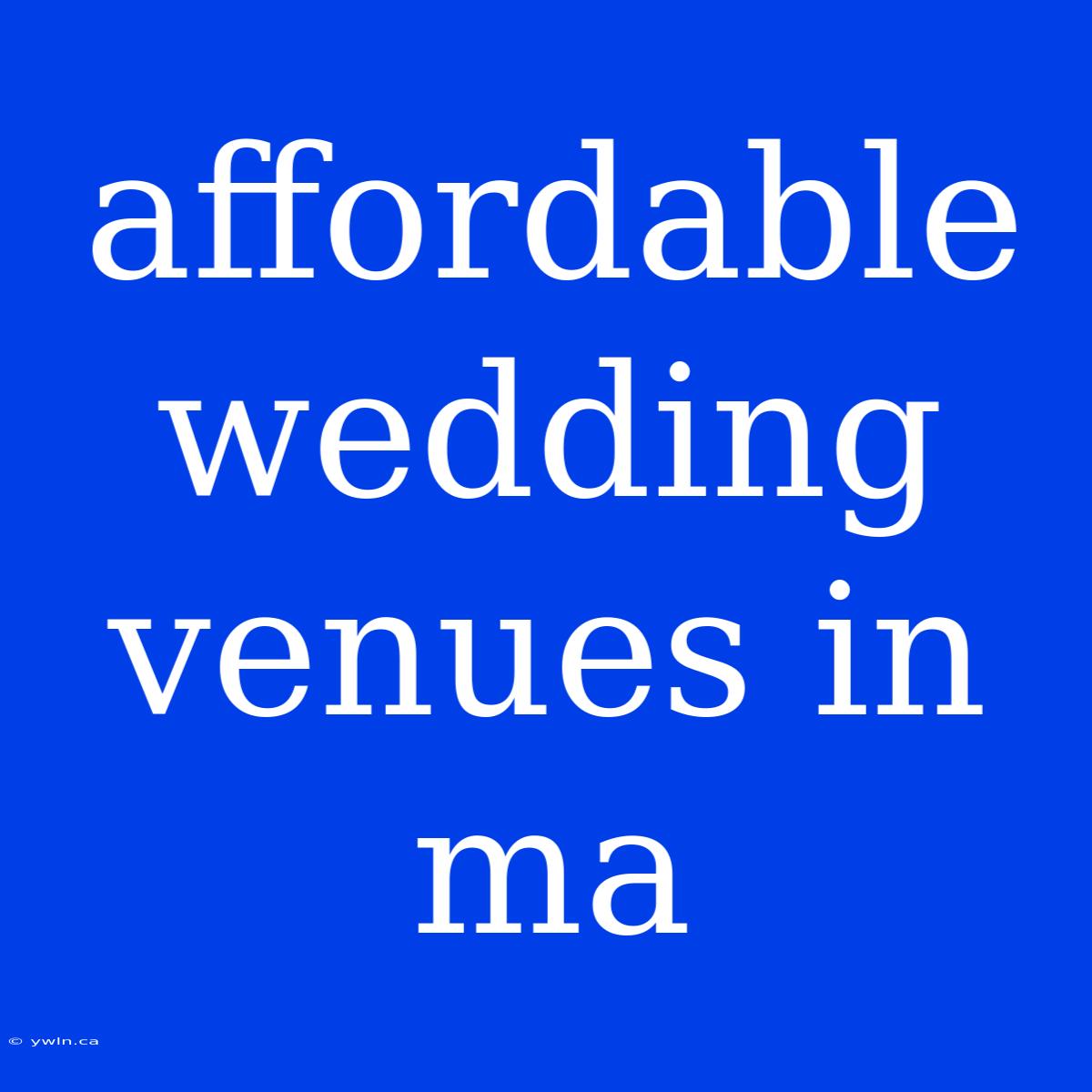 Affordable Wedding Venues In Ma