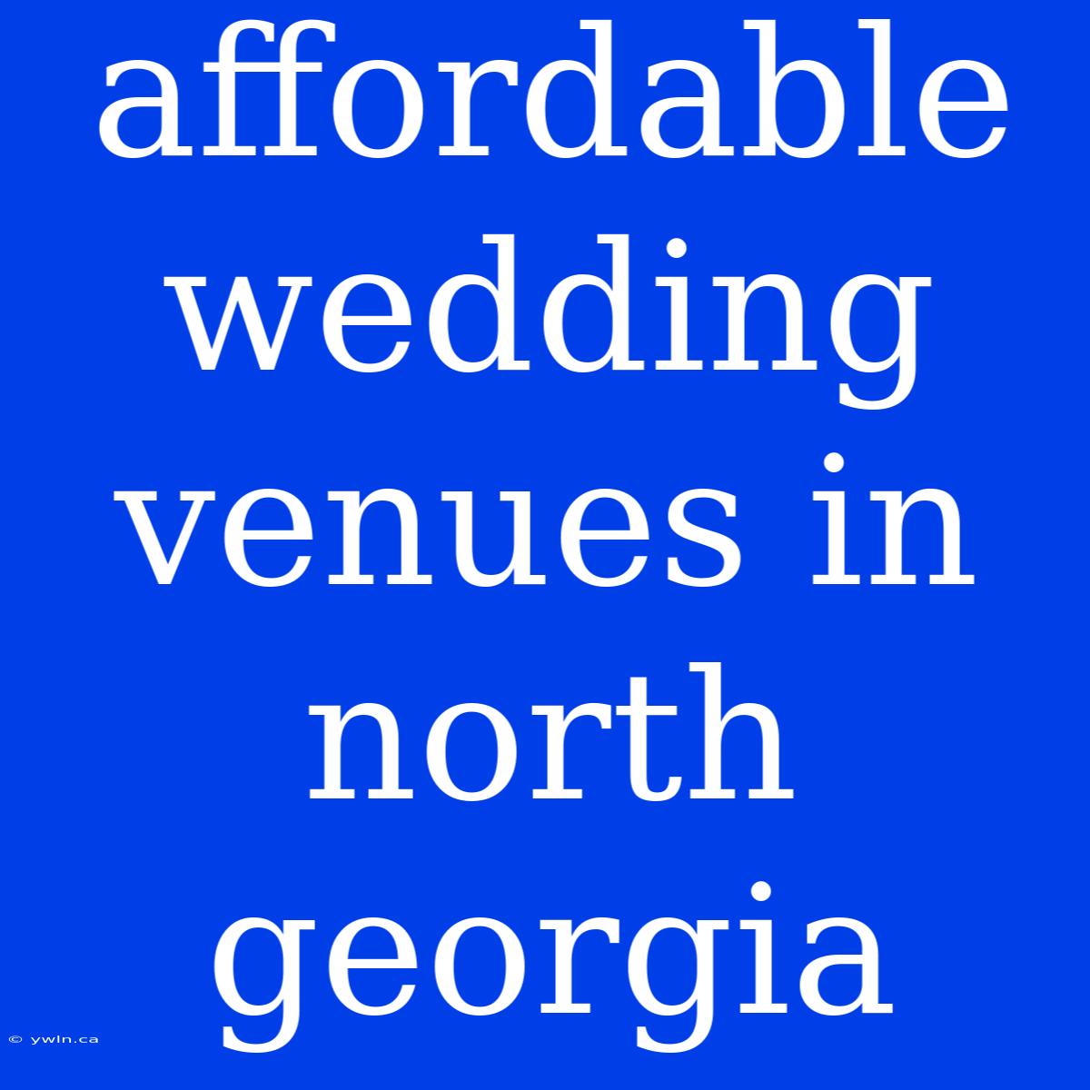 Affordable Wedding Venues In North Georgia