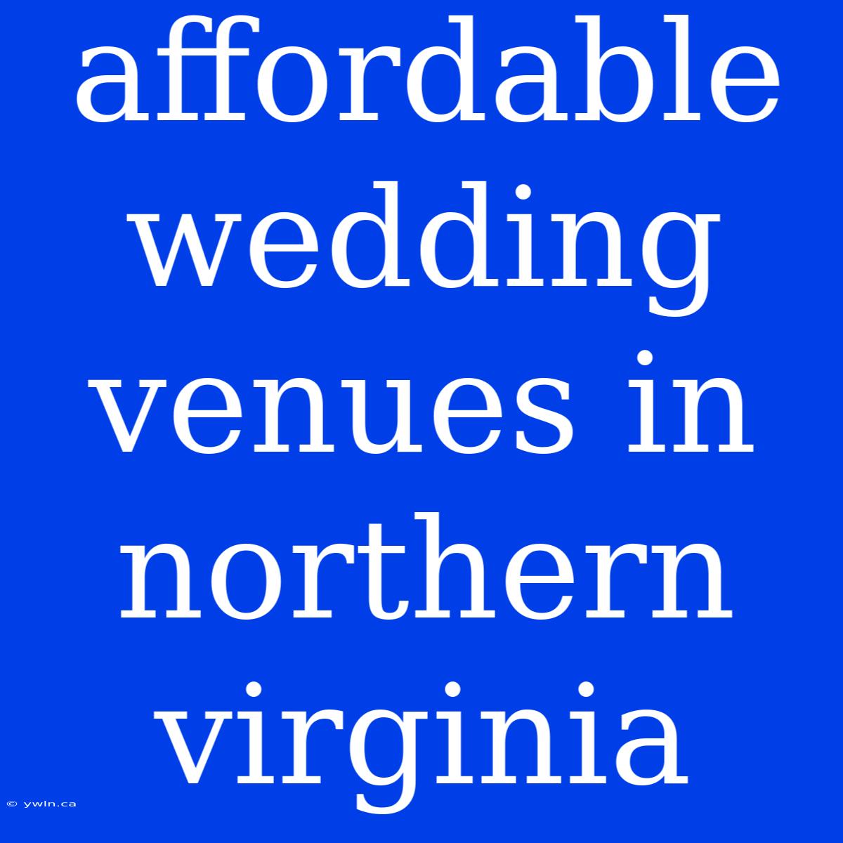 Affordable Wedding Venues In Northern Virginia