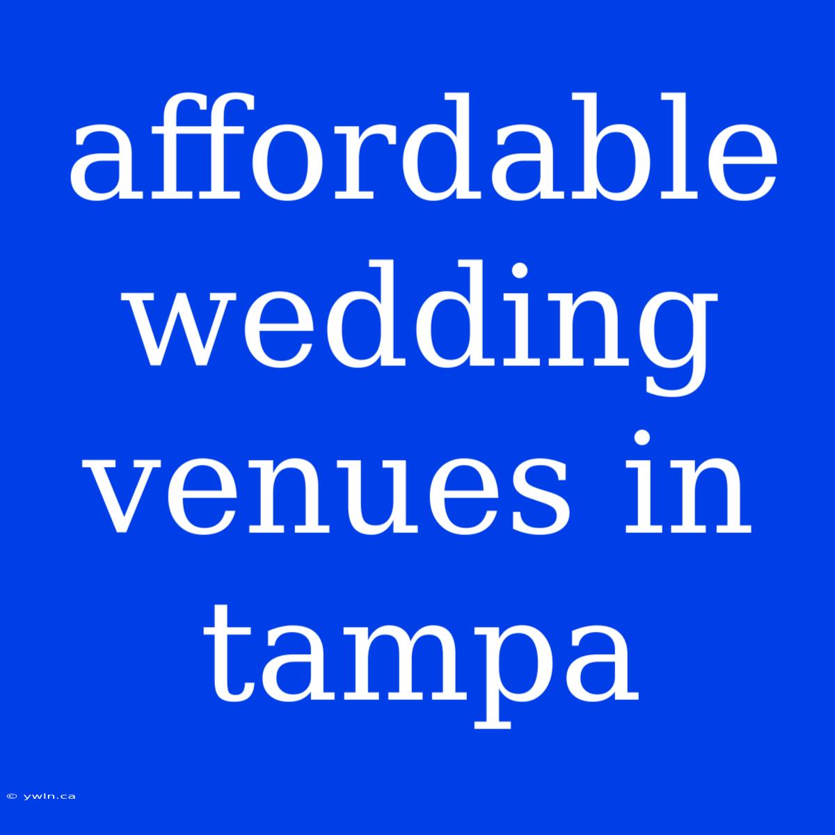 Affordable Wedding Venues In Tampa