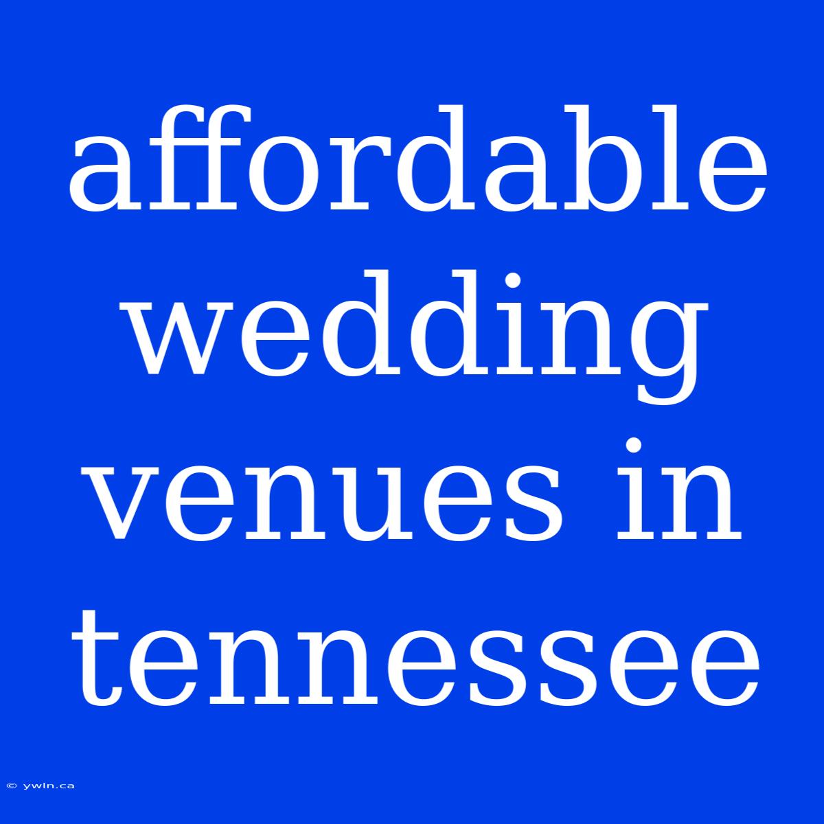 Affordable Wedding Venues In Tennessee