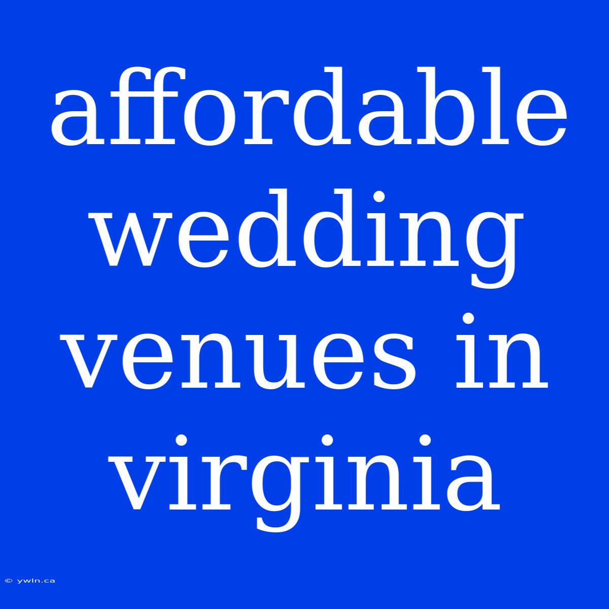 Affordable Wedding Venues In Virginia