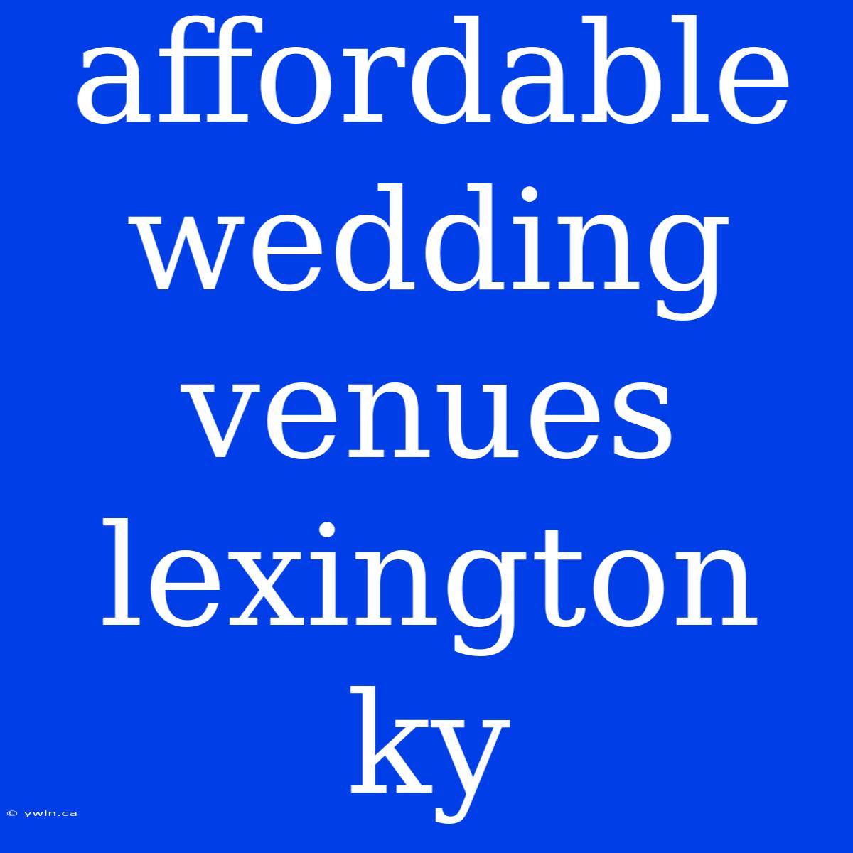 Affordable Wedding Venues Lexington Ky