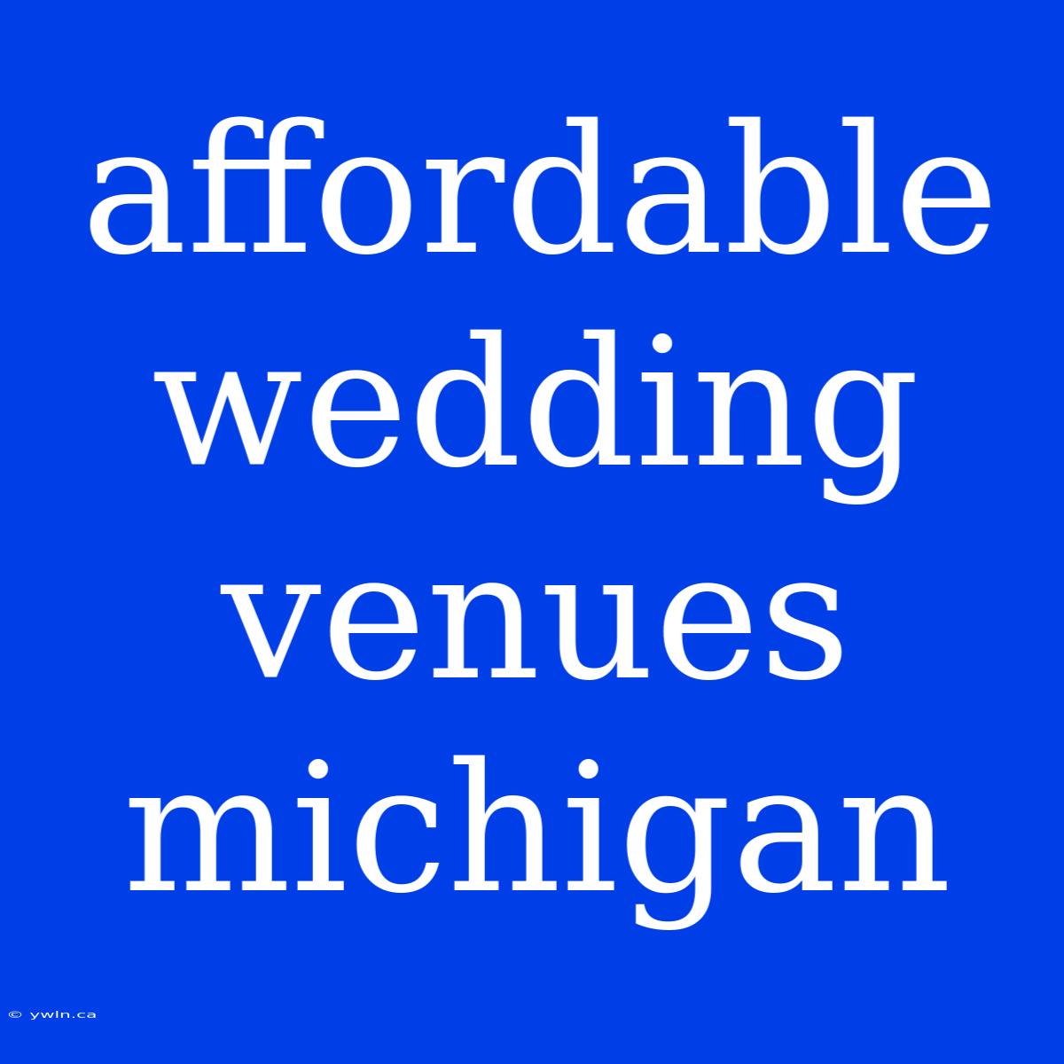 Affordable Wedding Venues Michigan