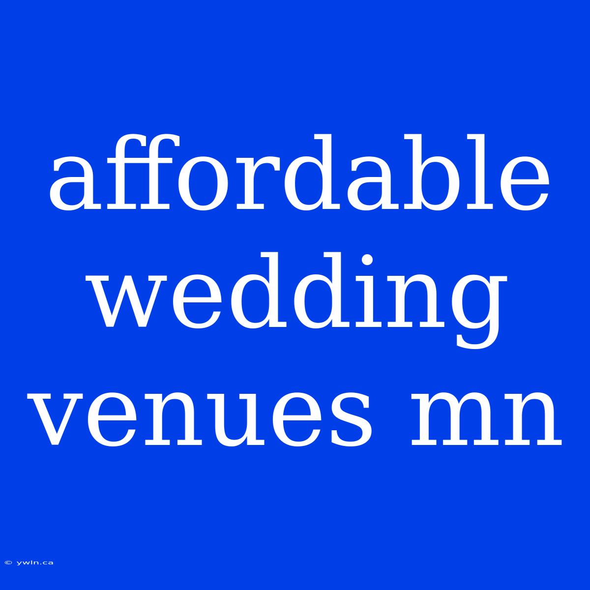 Affordable Wedding Venues Mn