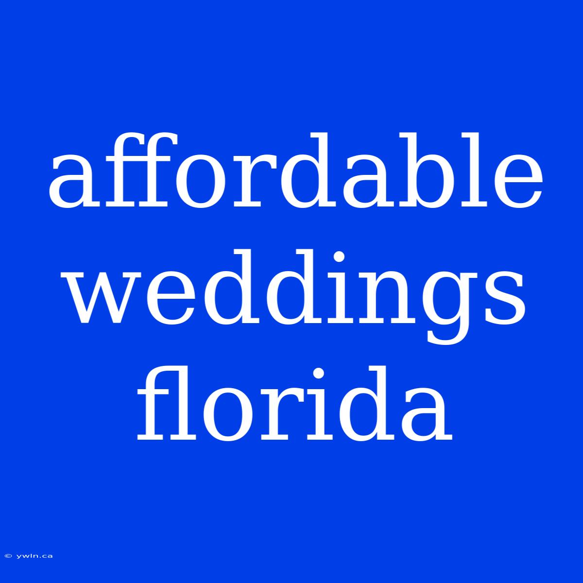 Affordable Weddings Florida