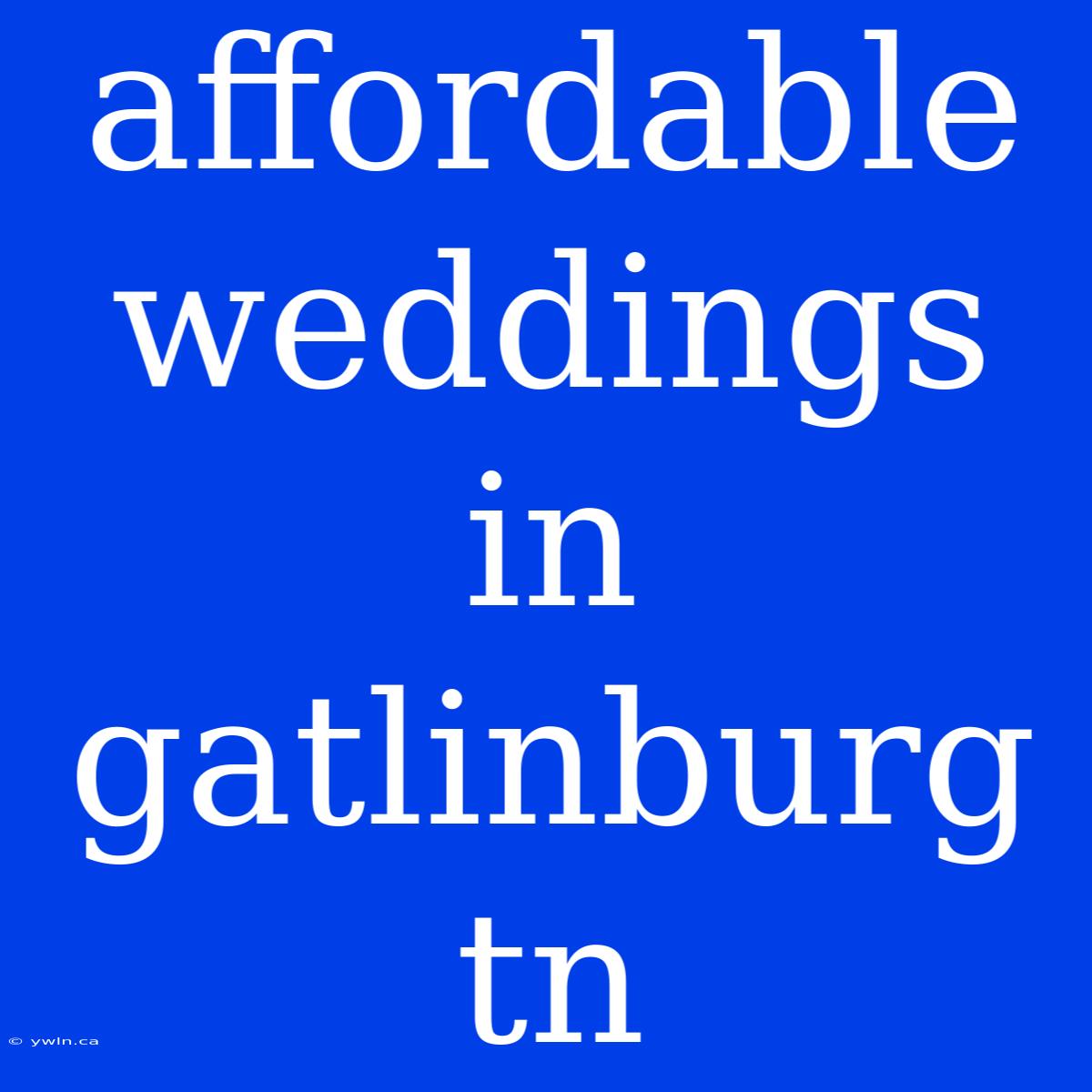 Affordable Weddings In Gatlinburg Tn