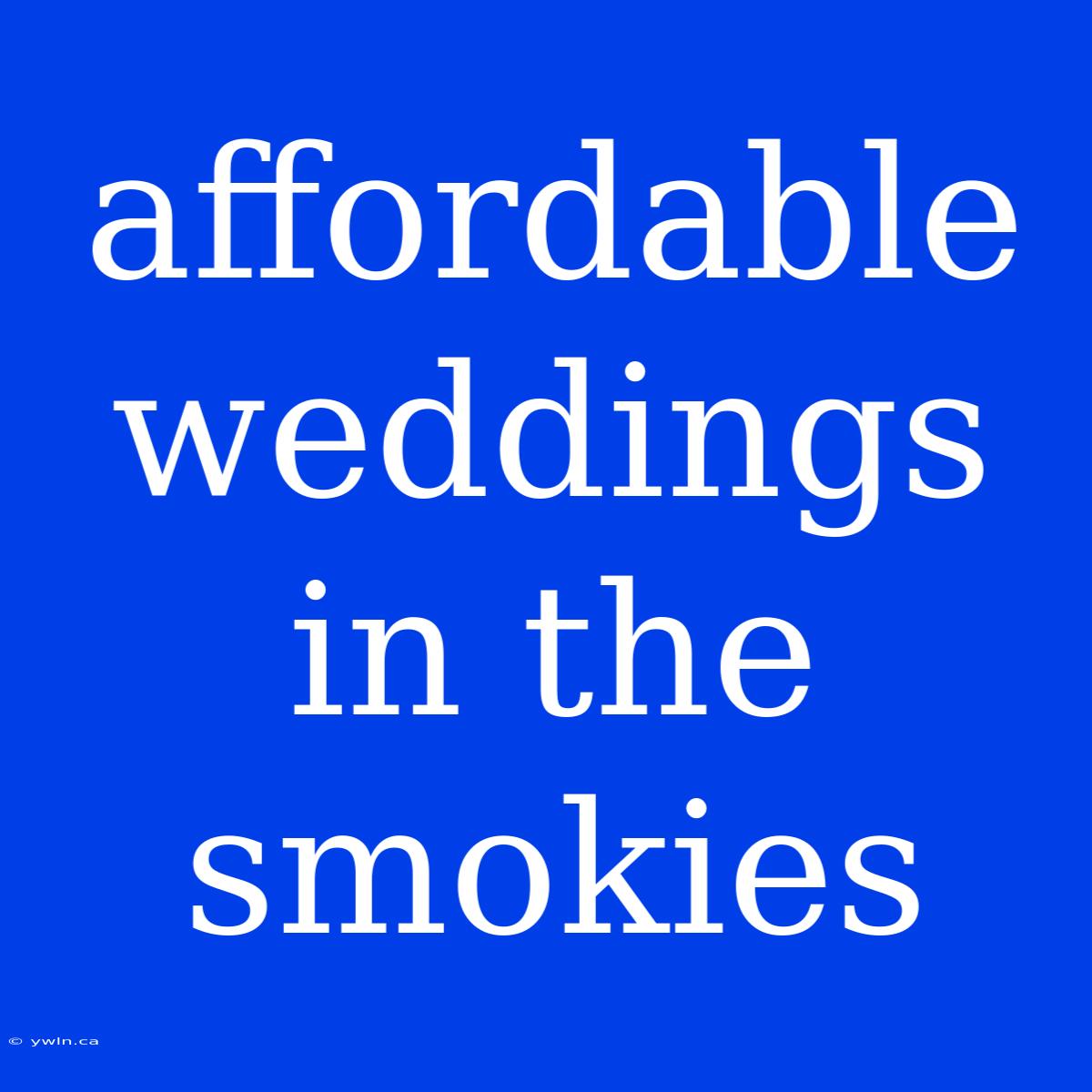 Affordable Weddings In The Smokies