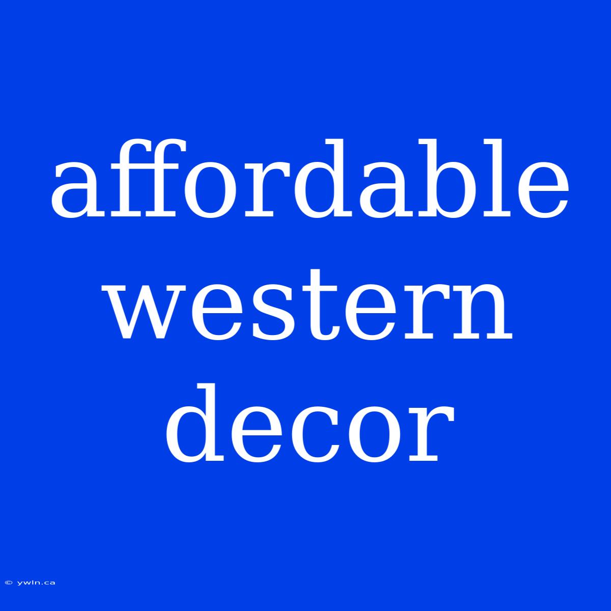 Affordable Western Decor