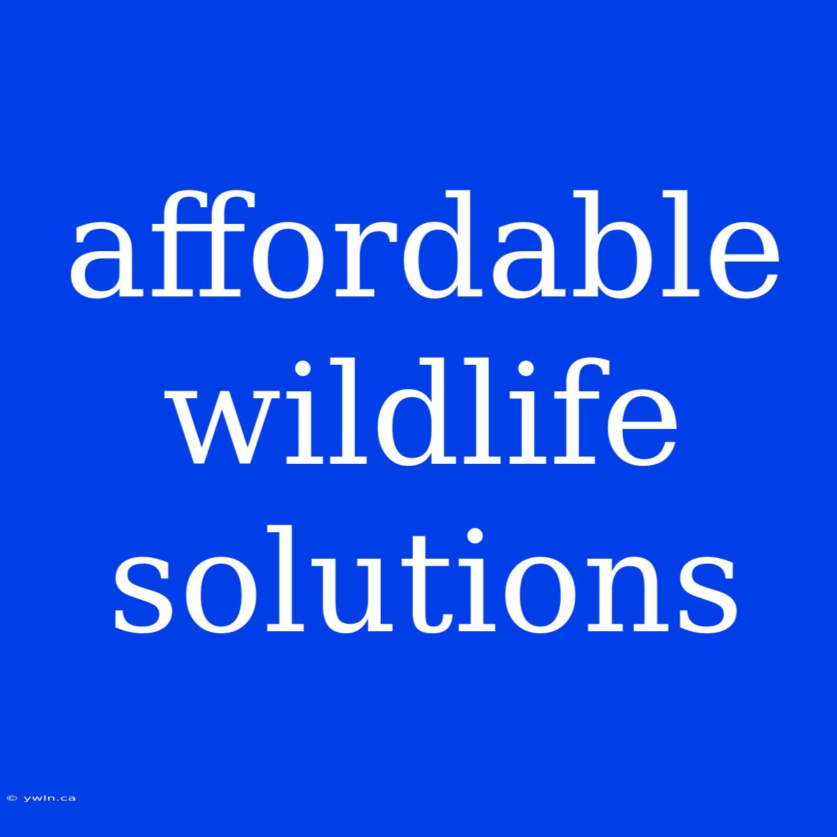 Affordable Wildlife Solutions