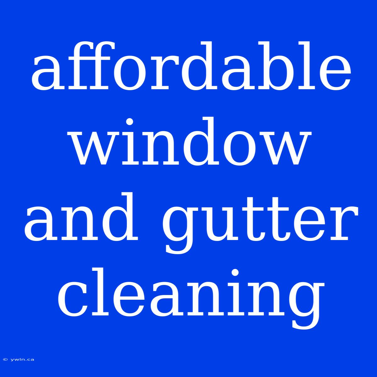 Affordable Window And Gutter Cleaning