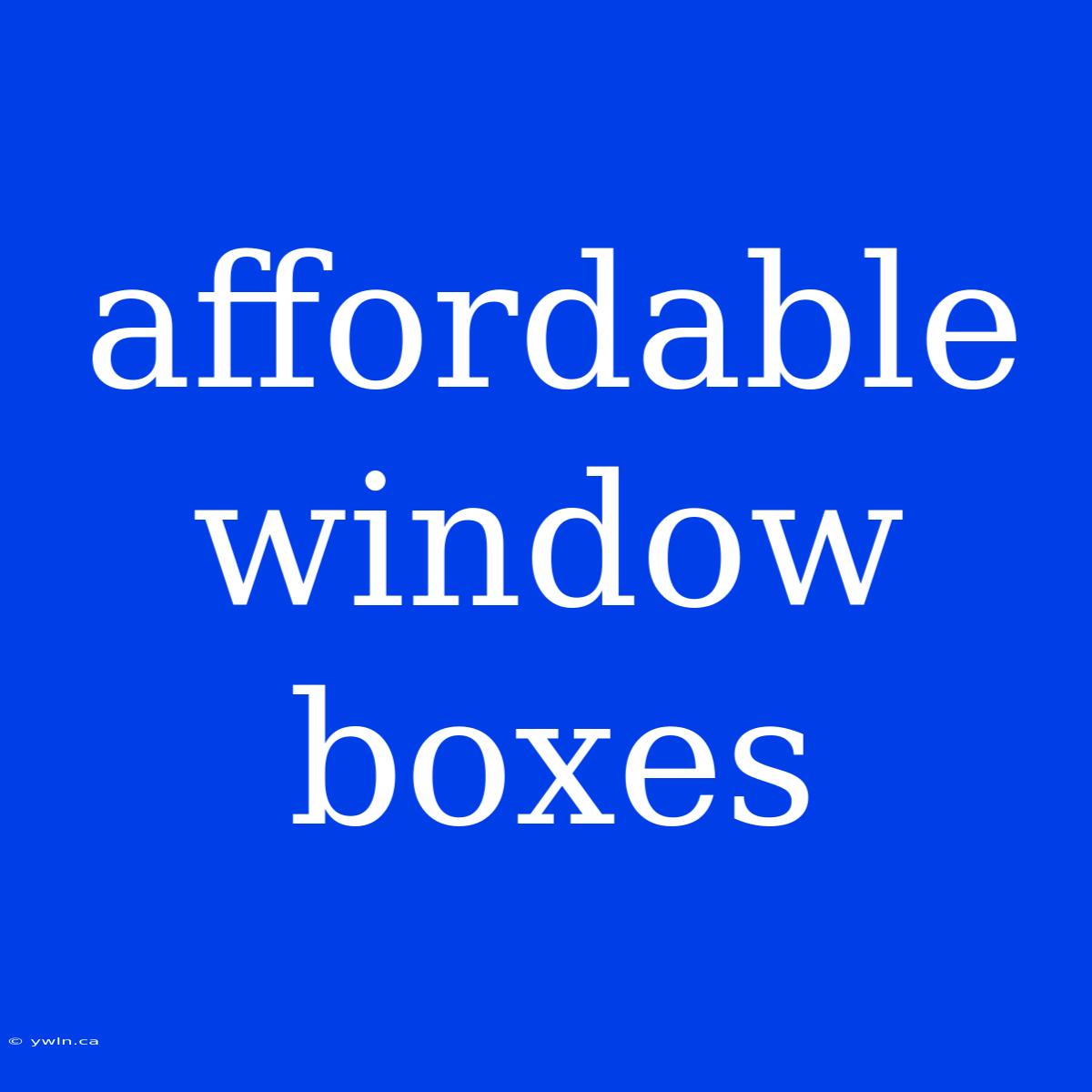 Affordable Window Boxes