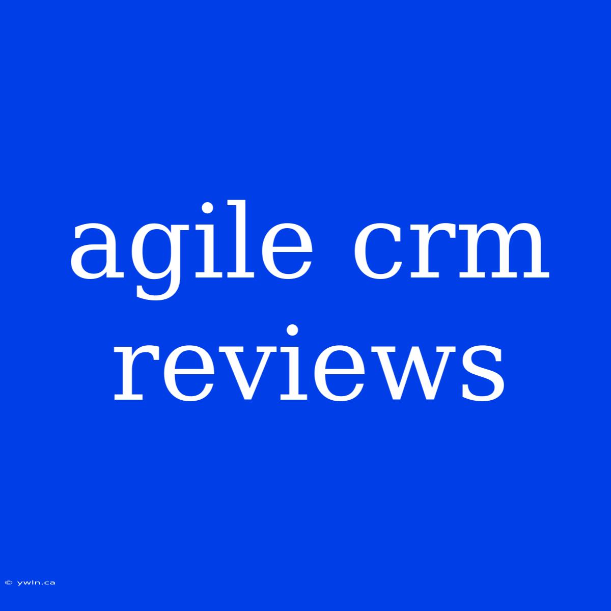 Agile Crm Reviews