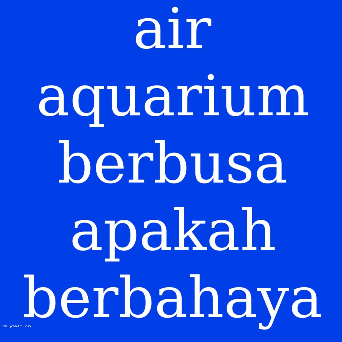 Air Aquarium Berbusa Apakah Berbahaya