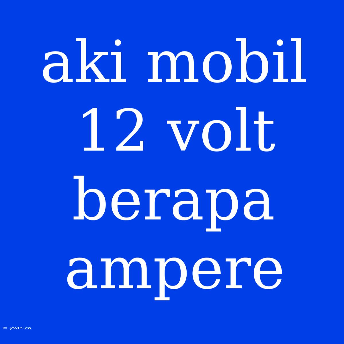 Aki Mobil 12 Volt Berapa Ampere