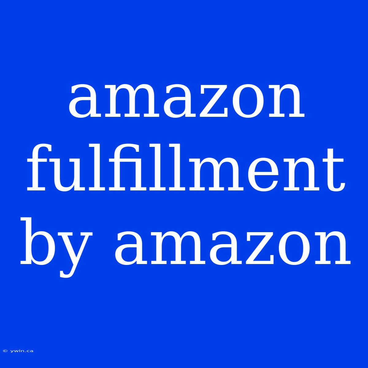 Amazon Fulfillment By Amazon