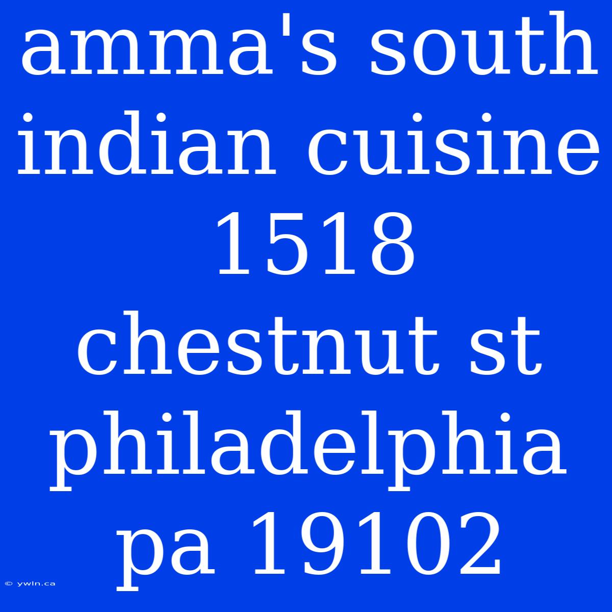 Amma's South Indian Cuisine 1518 Chestnut St Philadelphia Pa 19102