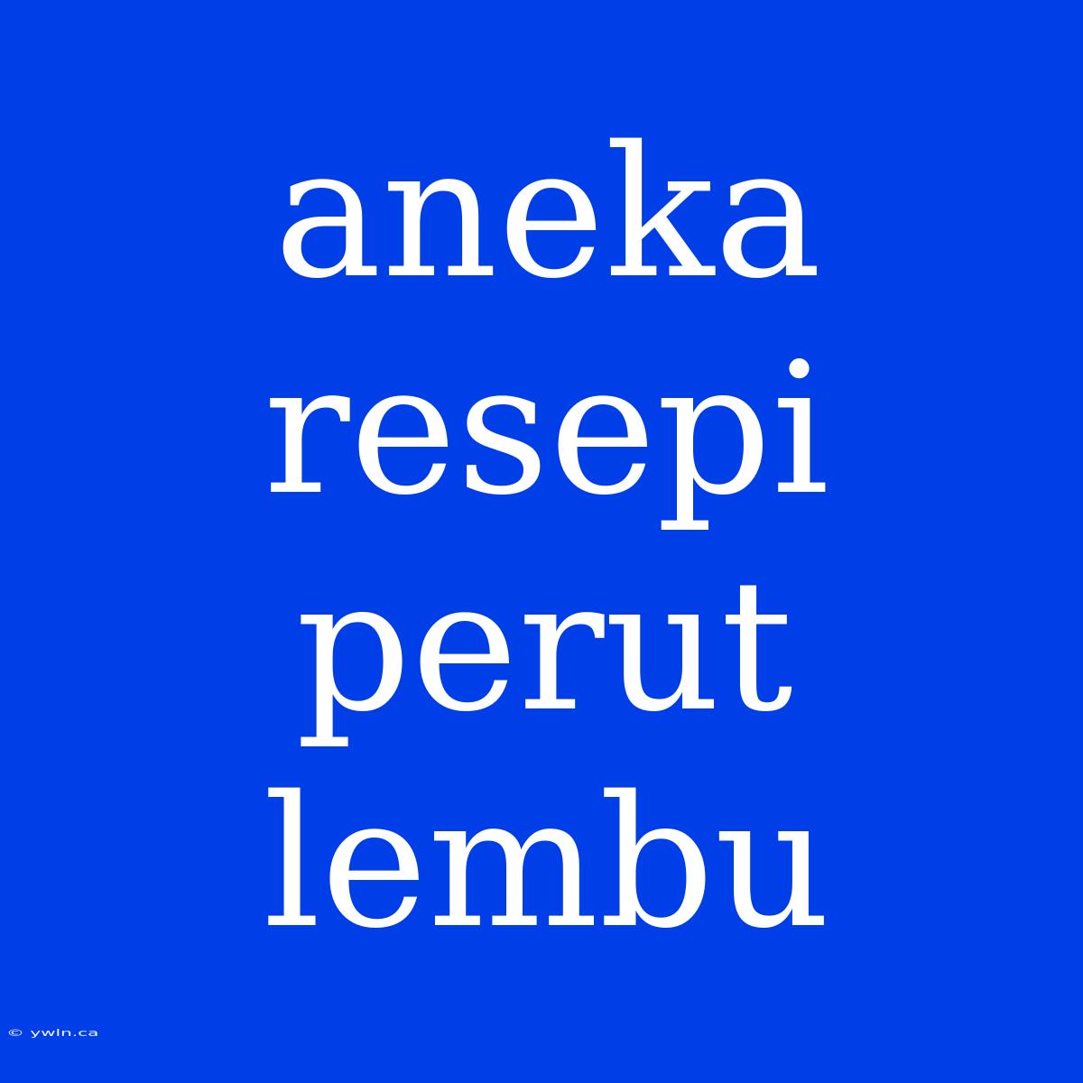 Aneka Resepi Perut Lembu