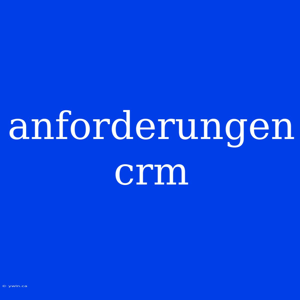 Anforderungen Crm