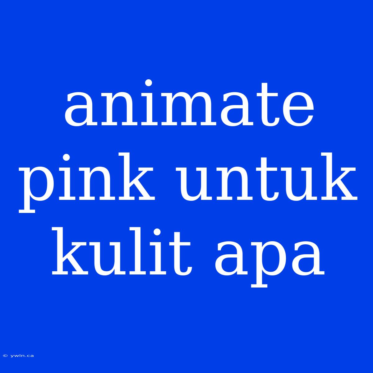 Animate Pink Untuk Kulit Apa