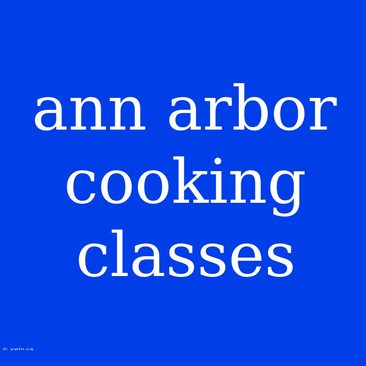 Ann Arbor Cooking Classes