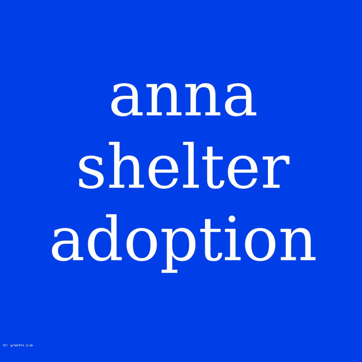 Anna Shelter Adoption