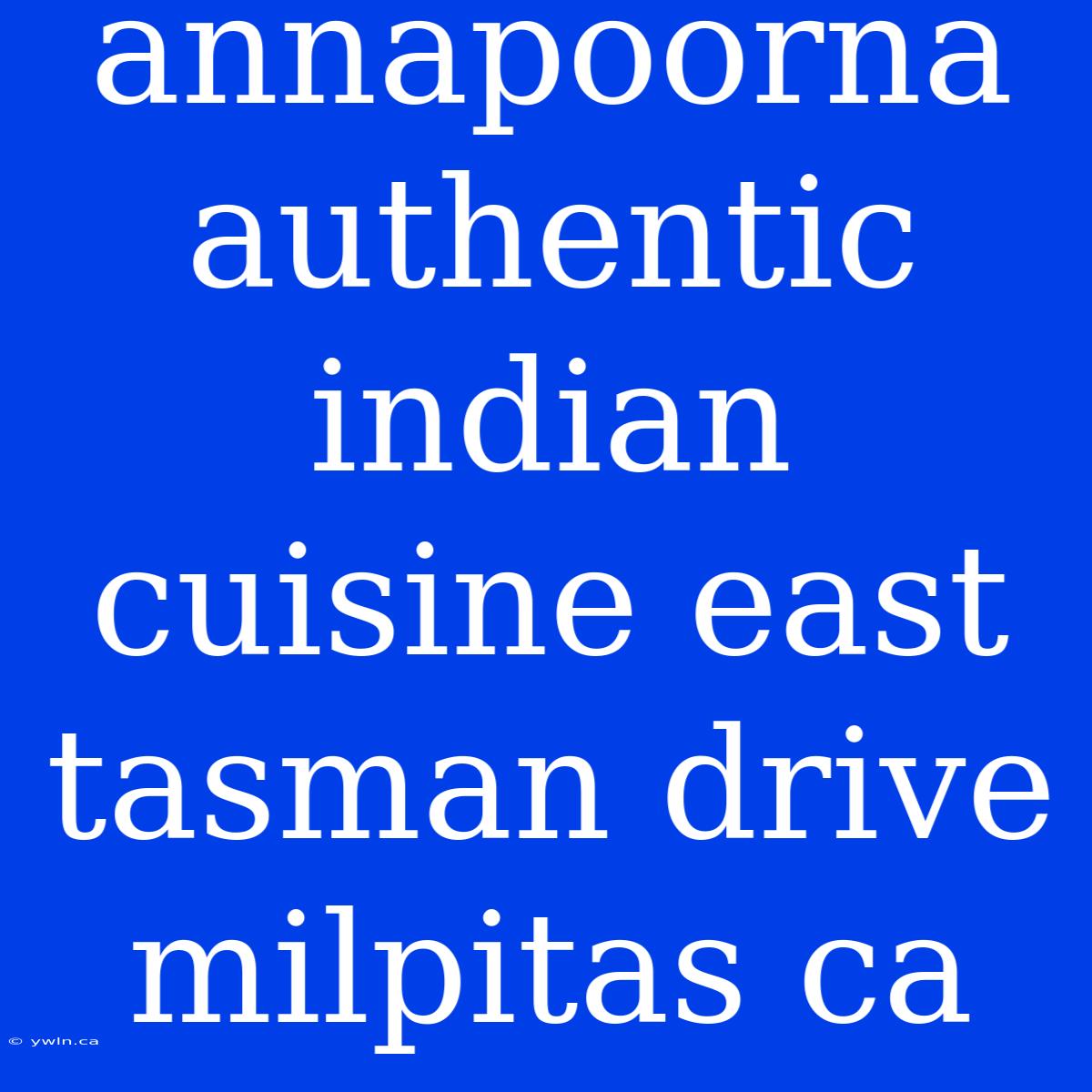 Annapoorna Authentic Indian Cuisine East Tasman Drive Milpitas Ca