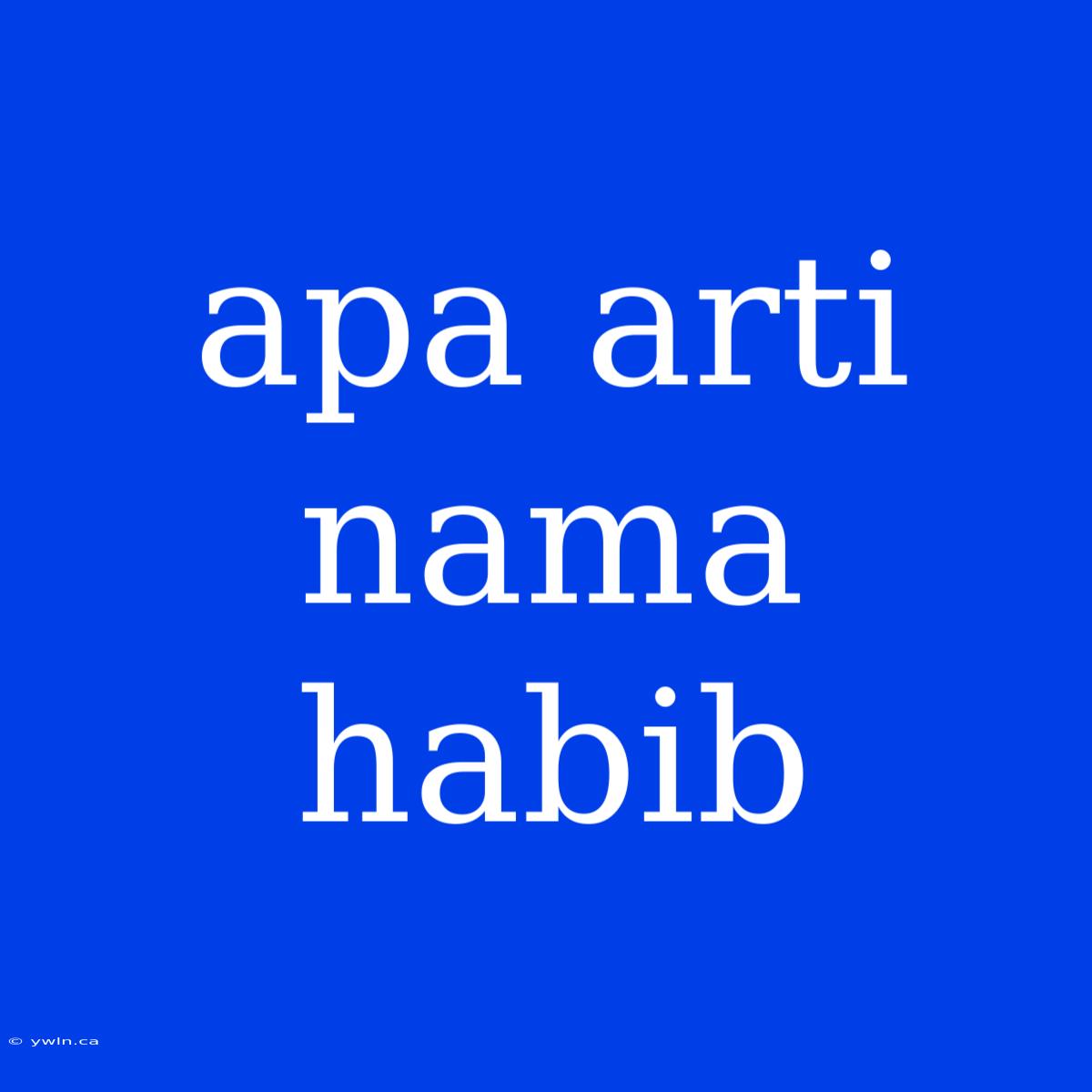 Apa Arti Nama Habib